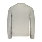 Tommy Hilfiger Gray Cotton Men Sweater back view showcasing classic design and organic cotton material for unrivaled comfort and style.