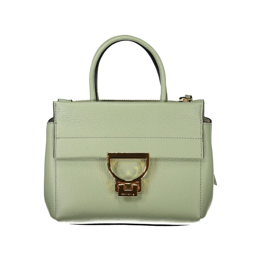 Coccinelle Green Leather Women Handbag with elegant design and adjustable strap, showcasing luxury Italian craftsmanship.