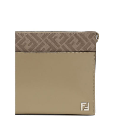 Fendi Beige Leather Clutch Bag