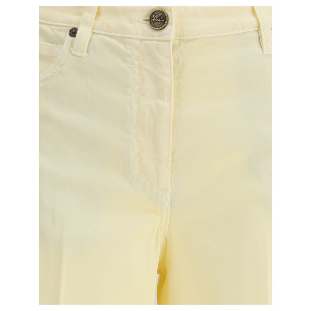 Etro Yellow Cotton Straight-Leg Jeans