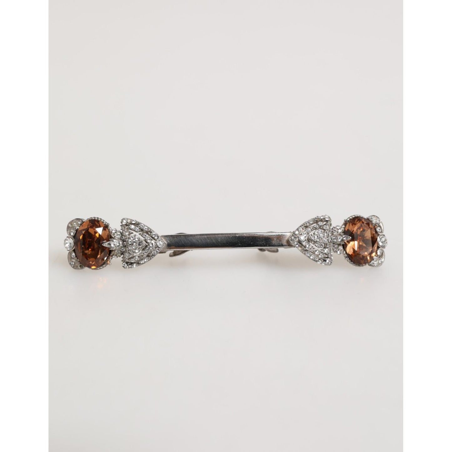 Dolce & Gabbana Lapel Pin 925 Sterling Silver Crystals Accessory Brooch with sparkling embellishments on a white background.