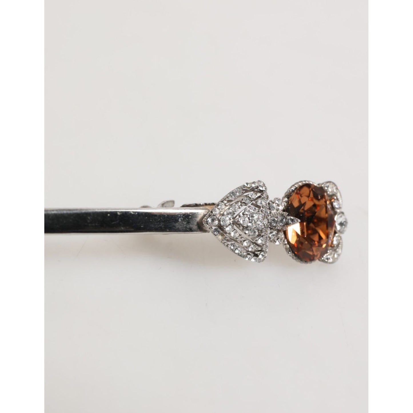 Dolce & Gabbana Lapel Pin 925 Sterling Silver Crystals Accessory Brooch with intricate design on white background