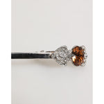 Dolce & Gabbana Lapel Pin 925 Sterling Silver Crystals Accessory Brooch with intricate design on white background