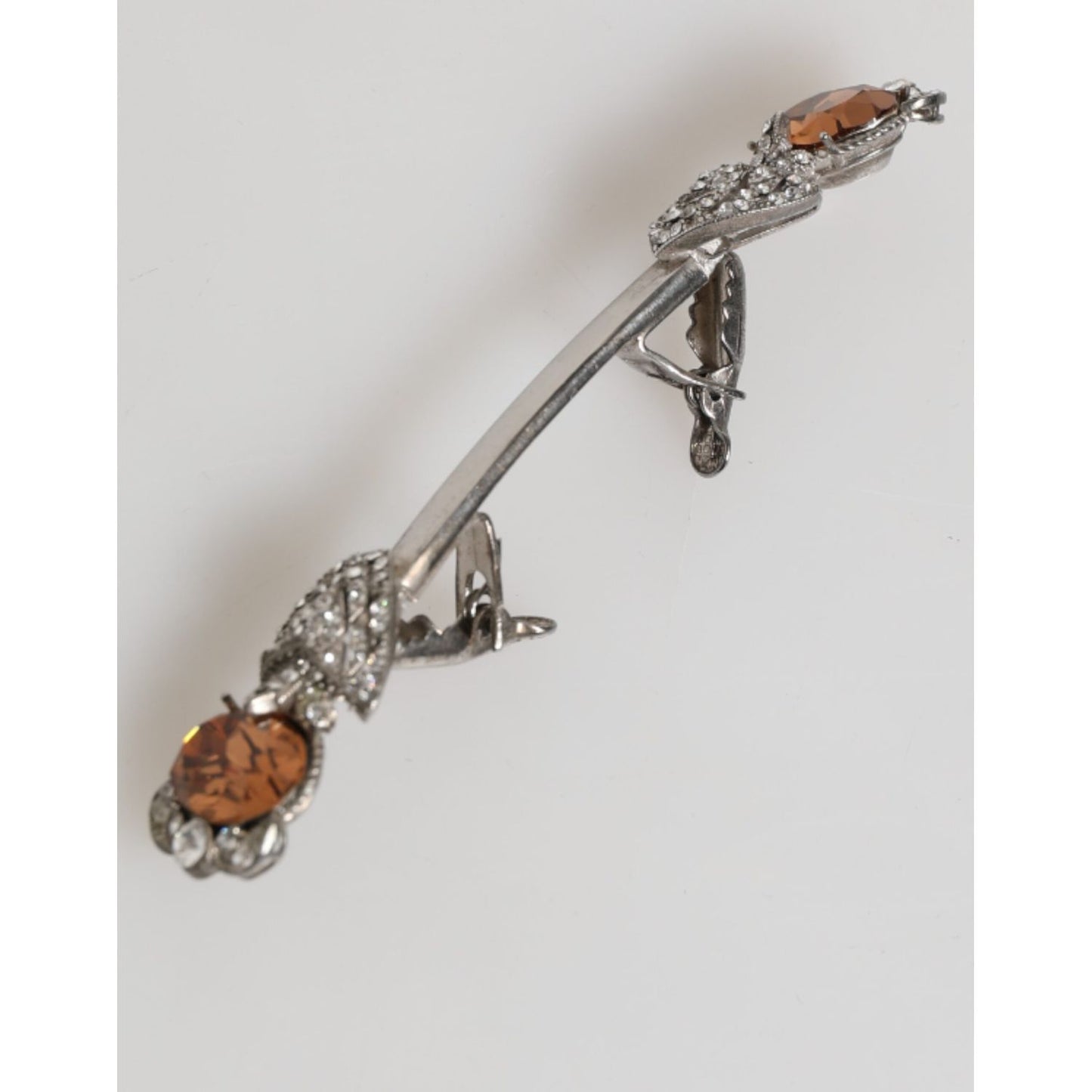 Dolce & Gabbana Lapel Pin 925 Sterling Silver Crystals Accessory Brooch with exquisite design and sparkling crystals.