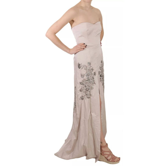 Dolce & Gabbana Beige Sequined Flower Flare Ball Gown Dress DR1687-42