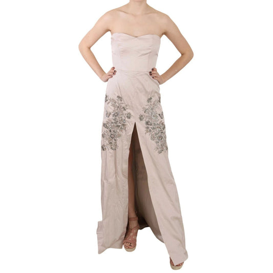 Dolce & Gabbana Beige Sequined Flower Flare Ball Gown Dress DR1687-42