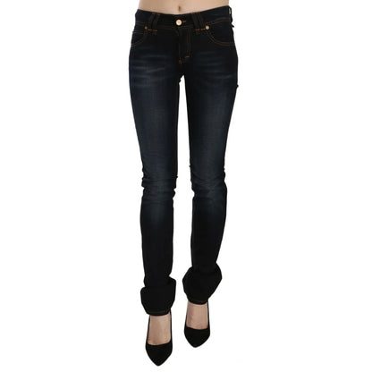 John Galliano Dark Blue Mid Waist Slim Fit Denim Casual Pants Jeans