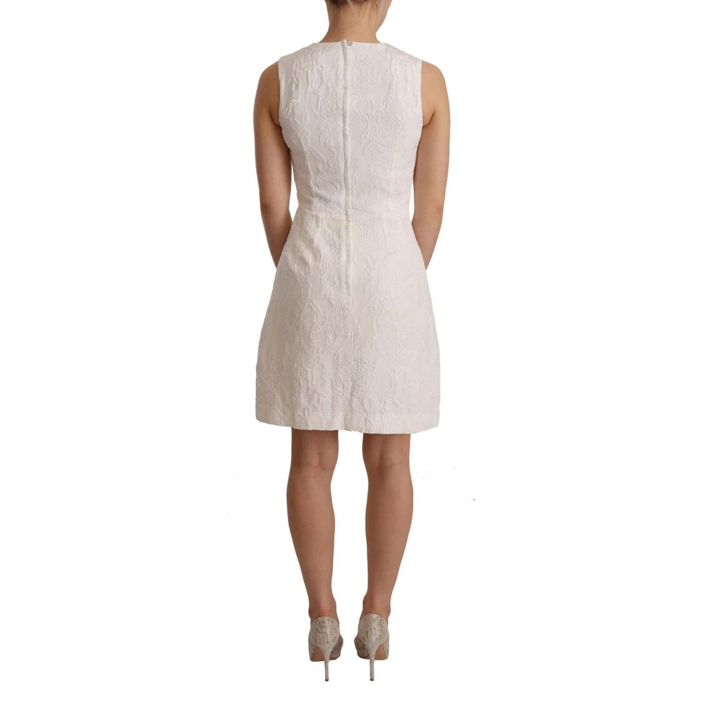 Dolce & Gabbana White Floral Sleeveless Sheath Mini Dress DR28351-36