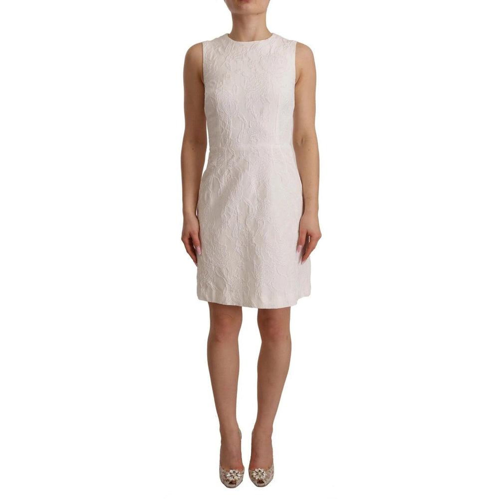 Dolce & Gabbana White Floral Sleeveless Sheath Mini Dress DR28351-36