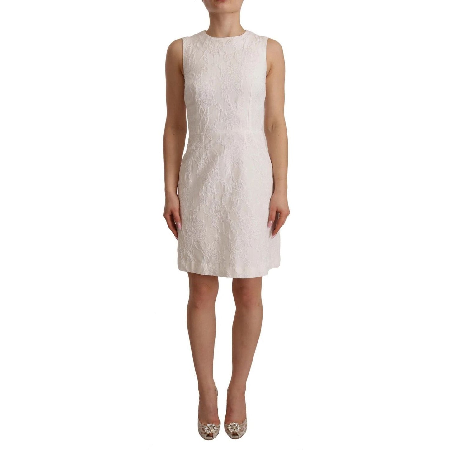 Dolce & Gabbana White Floral Sleeveless Sheath Mini Dress DR28351-36