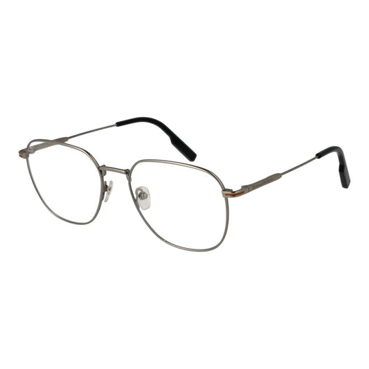 Ermenegildo Zegna Silver Men Glasses Frame, full-rim geometric design, titanium silver frame with demo lenses, size 54-18-145.