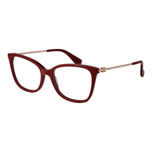 Max Mara Red Women Glasses Frame in full-rim acetate with demo lenses, cat eye style, model includes branded case, frame width 140mm.