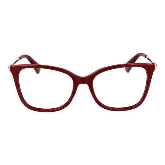 Max Mara Red Women Glasses Frame in acetate, full-rim cat eye style with demo lenses, size 54-17-140, includes branded case.