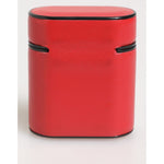 Dolce & Gabbana Red White Calfskin Leather Logo Flip Holder Airpods Case in premium leather, sleek design with iconic branding.