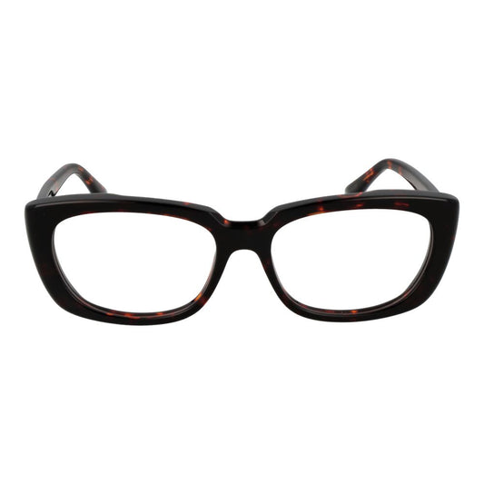 Max Mara Brown Women Glasses Frame in acetate, full-rim rectangle style with demo lenses, size 54-16-140, featuring a brown color.