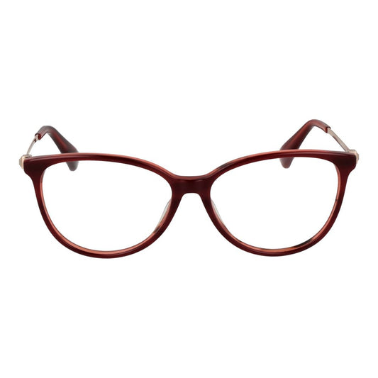 Max Mara Red Women Glasses Frame, full-rim round acetate frame, 54-14-140 size, includes branded case, stylish and elegant eyewear for women