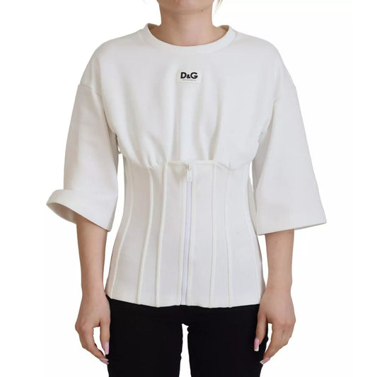 Dolce & Gabbana White Cotton Corset Stretch Top  T-shirt
