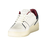 Tommy Hilfiger White Leather Men Sneaker with sleek design, bold details, and iconic logo, offering comfort and style for fashion-forward individuals.