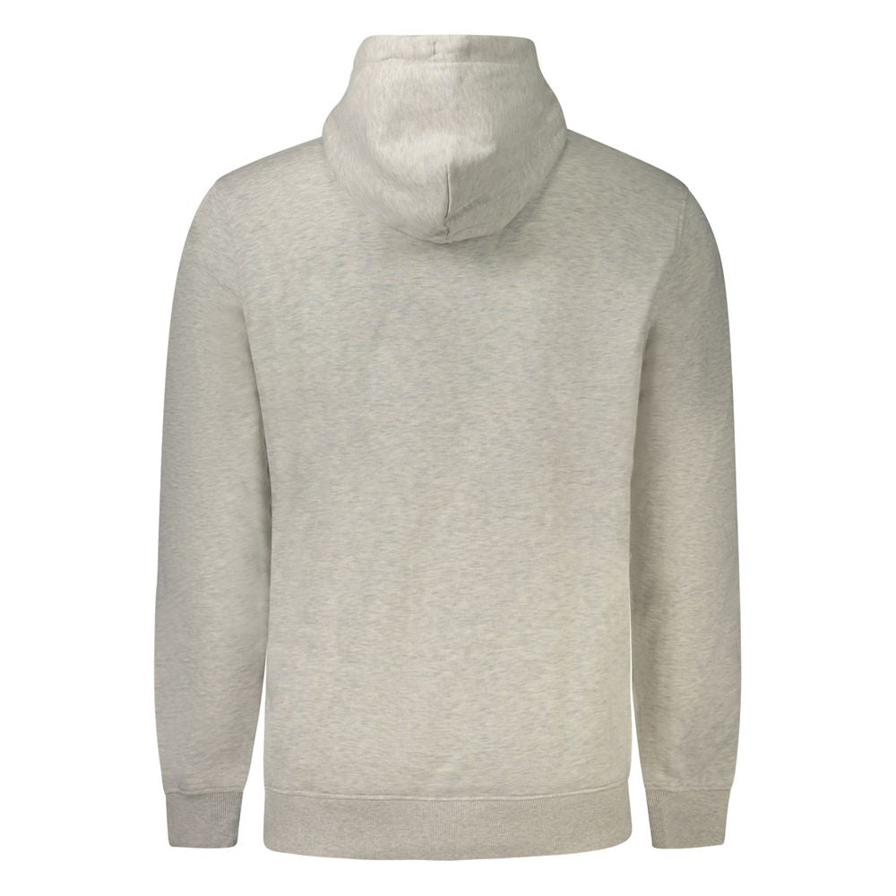 Back view of Tommy Hilfiger Gray Cotton Men Sweater showing hoodie and classic design.