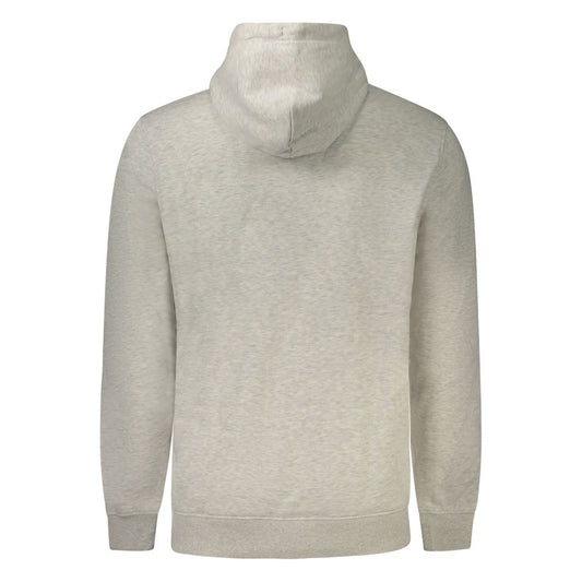 Back view of Tommy Hilfiger Gray Cotton Men Sweater showing hoodie and classic design.