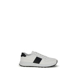Prada Leather Sneakers in two-tone design with lace-up closure and branded logo, featuring calf leather and rubber sole for AW25.