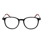 Hugo Boss Black Men Glasses Frame in full-rim acetate, panto style with demo lenses, size 48-18-145, includes branded case.