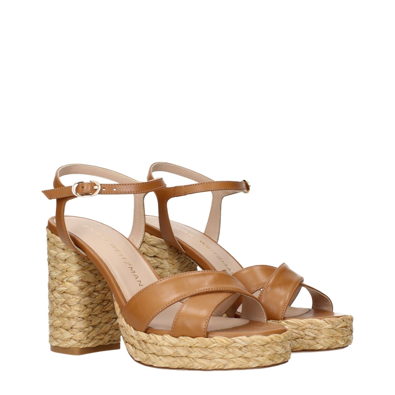 Stuart Weitzman Brown Leather Platform Sandals
