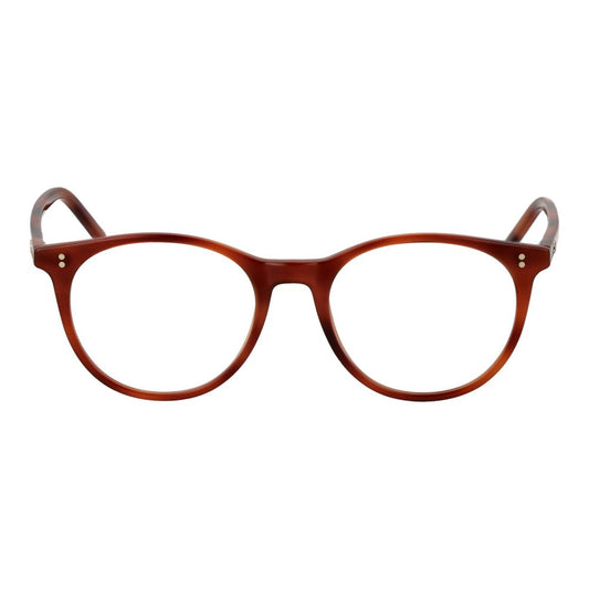 Hackett Brown Men Glasses Frame in full-rim acetate; demo lenses, panto style, suitable for men. Frame color brown, size 48-17-145.