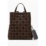 Desigual Brown Polyethylene Women Backpack with stylish studs, adjustable straps, and textured design for trendsetters.