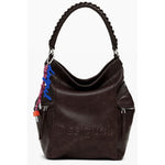 Desigual Brown Polyethylene Women Backpack with unique Africa-inspired relief print, stylish and versatile for trendsetters.