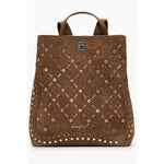 Desigual Brown Polyethylene Women Backpack with stylish contrasting details and metal studs for fashion-forward individuals.