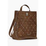 Desigual Brown Polyethylene Women Backpack with studded details and multiple compartments.