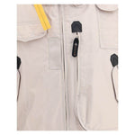 Close-up of Parajumpers Gobi bomber Jacket showing zipper and pockets on recycled nylon oxford material.