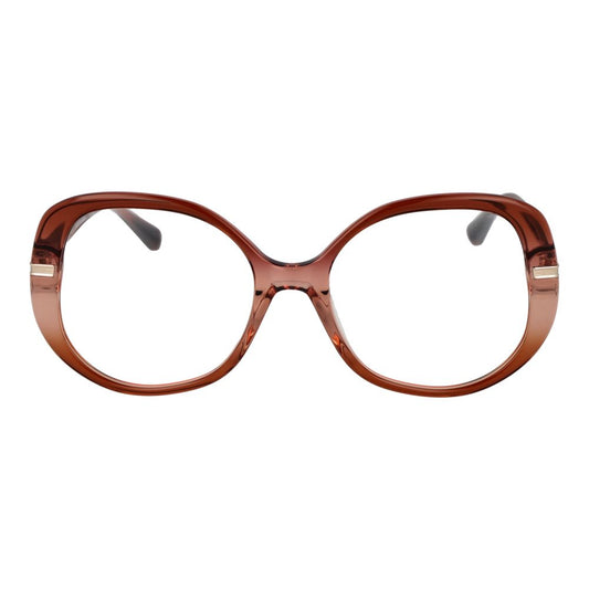 Scotch & Soda Brown Women Glasses Frame, full-rim acetate butterfly style with demo lenses, size 54-18-140, view of the front.