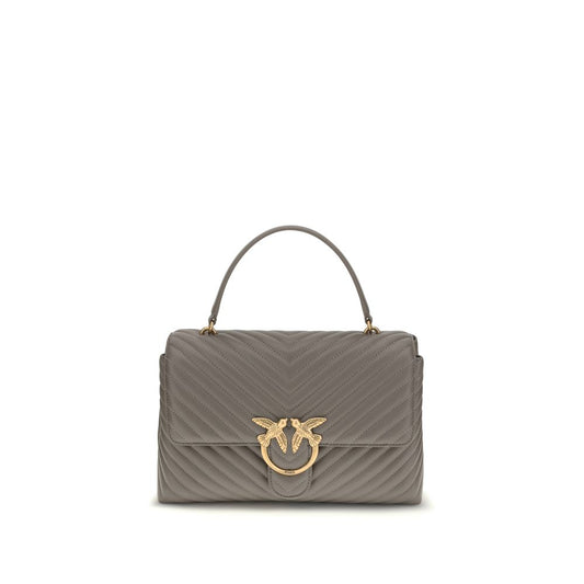PINKO Love Lady Handbag in quilted calfskin with gold-plated Love Birds logo, featuring a removable chain strap and top handle.