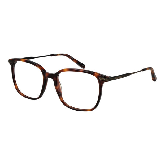 Ted Baker Brown Men Glasses Frame in acetate full-rim style with demo lenses.