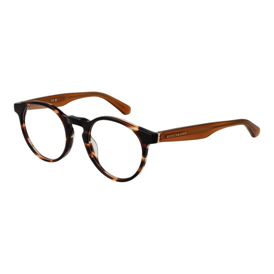 Scotch & Soda Brown Men Glasses Frame in acetate, full-rim panto style, lenses width 49mm, frame width 135mm