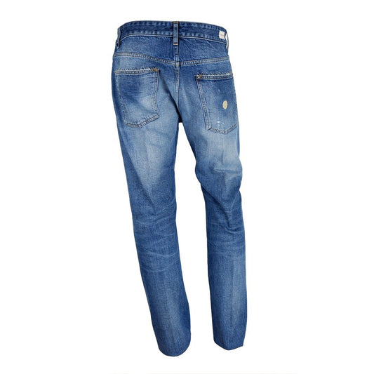 Don The Fuller Blue Cotton Men Jeans with classic 5-pocket design in medium blue wash, back view