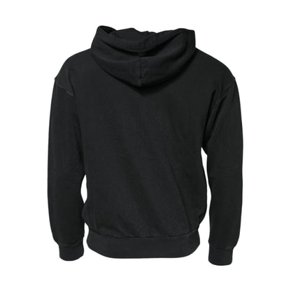 Dolce & Gabbana Black Logo FullZip Hooded Sweatshirt Sweater