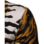 Close-up of Dolce & Gabbana Multicolor Leopard Palm Leaf Men Crew Neck T-shirt in vibrant colors.