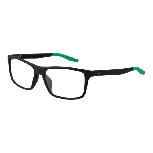 Nike Gray Men Glasses Frame with full-rim stainless steel rectangular design, demo lenses, and branded case included.