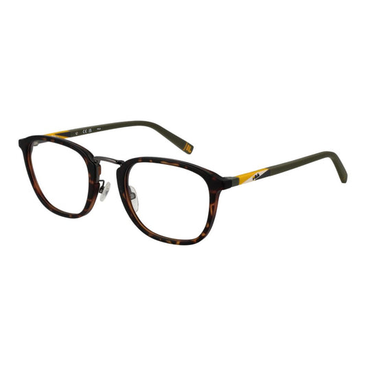 Fila Brown Unisex Glasses Frame, plastic full-rim with demo lenses, size 51-21-140, in brown color with branded case included.