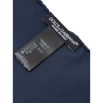 Dolce & Gabbana Blue Silk Pocket Square with label detail showing 100% silk composition. SKU: GR412E FU1AU, size 31x31cm.