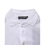 Dolce & Gabbana White Collared Short Sleeves Polo Men T-shirt with button closure and logo detail made from 100% cotton.
