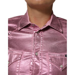 Close-up of Dolce & Gabbana Pink Cotton Stretch Collared Cropped Jacket
