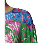 Dolce & Gabbana Multicolor Floral Printed Tunic Blouse Top with vibrant floral pattern and elegant drape