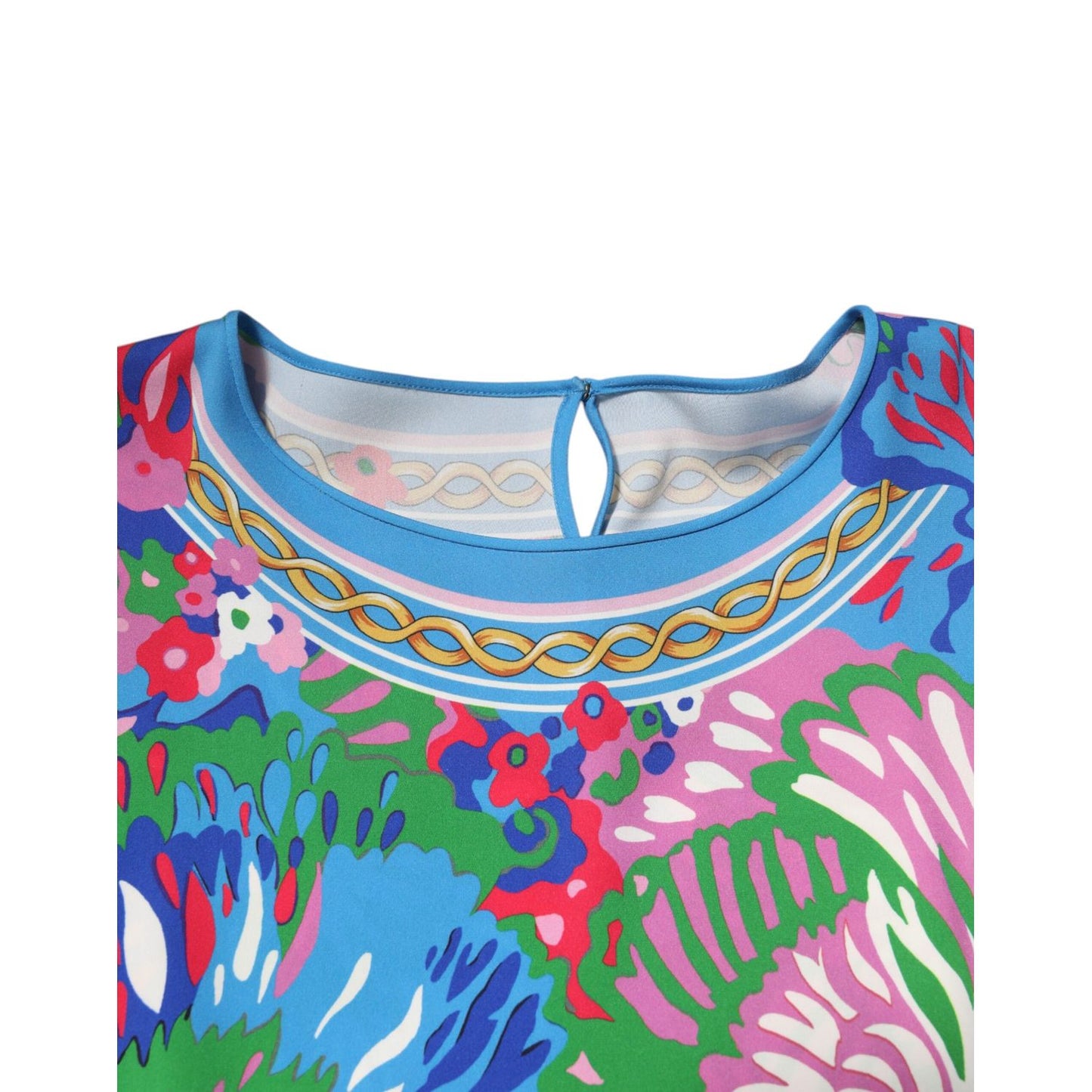 Dolce & Gabbana Multicolor Floral Printed Tunic Blouse Top with vibrant floral design, Italian style, lightweight fabric, elegant silhouette.