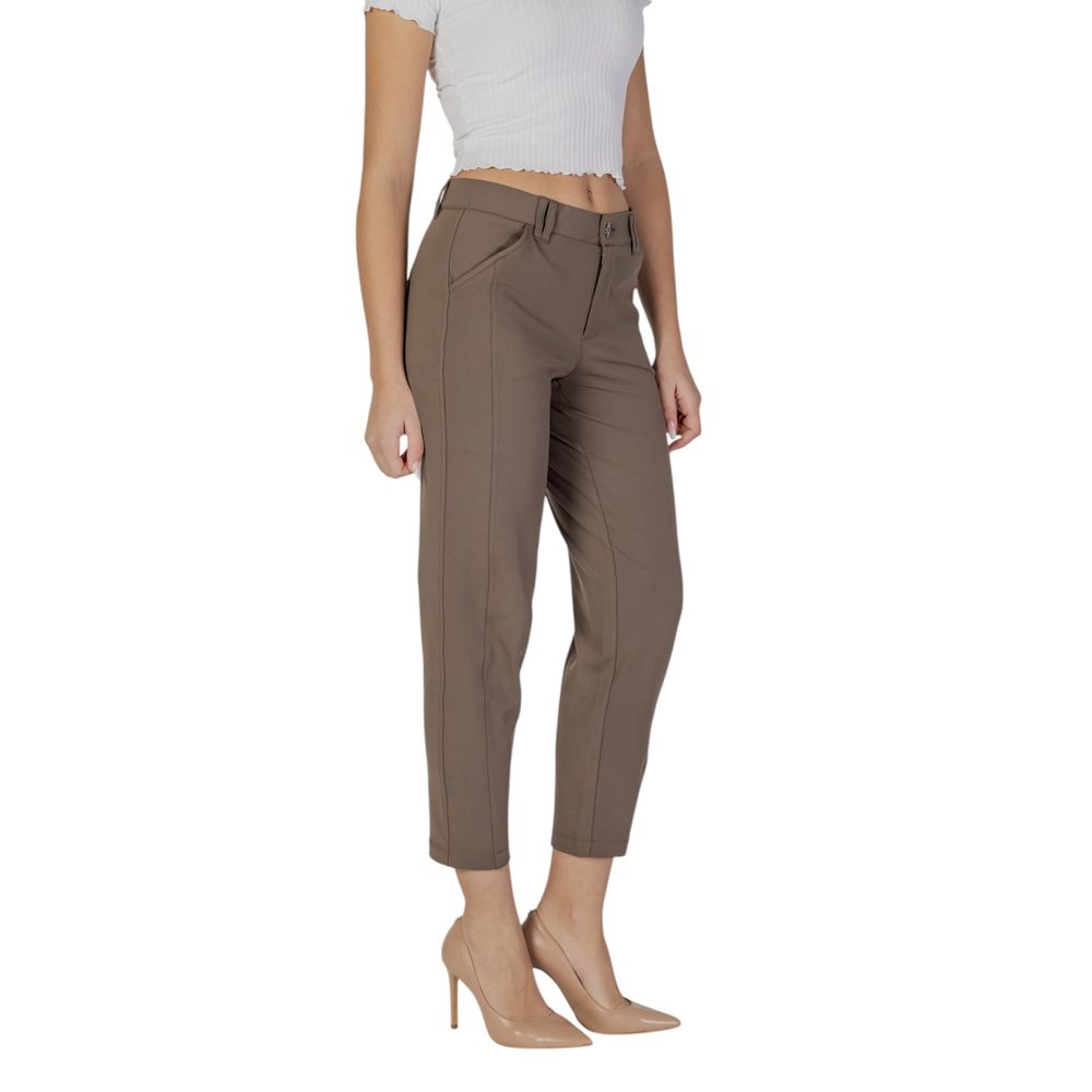 Street One Brown Polyester Casual Pants