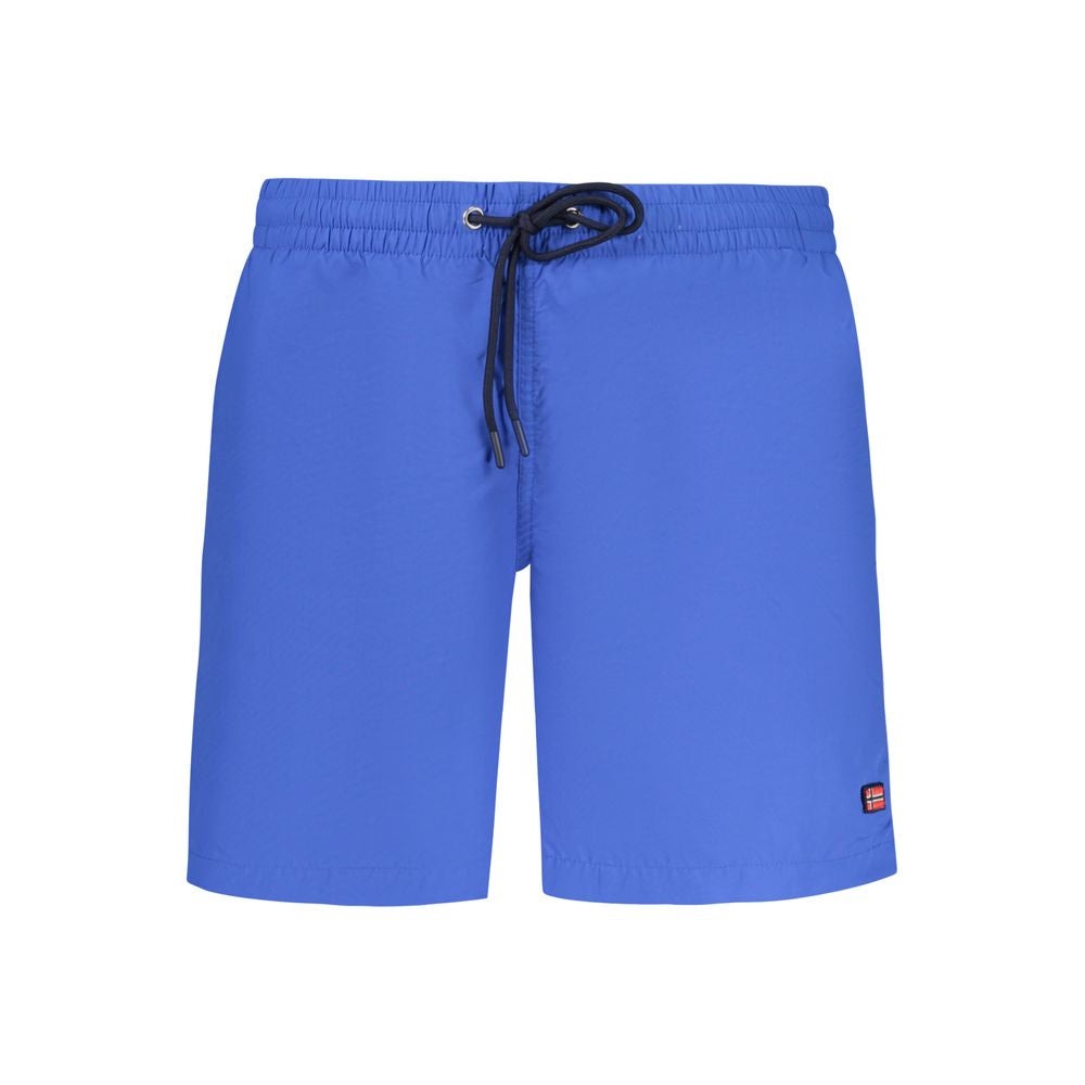 Norway 1963 Blue Polyamide Swimwear with elastic waistband, laces, dual pockets, contrasting details, and logo