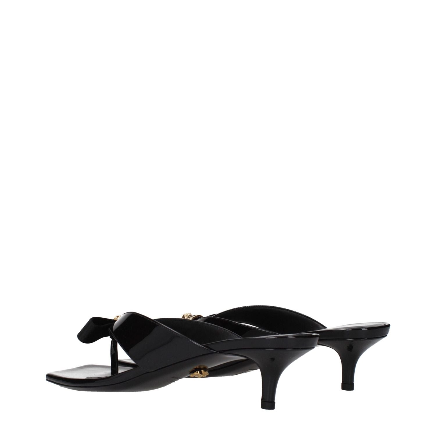 Versace Black Leather Stiletto Heel Sandals